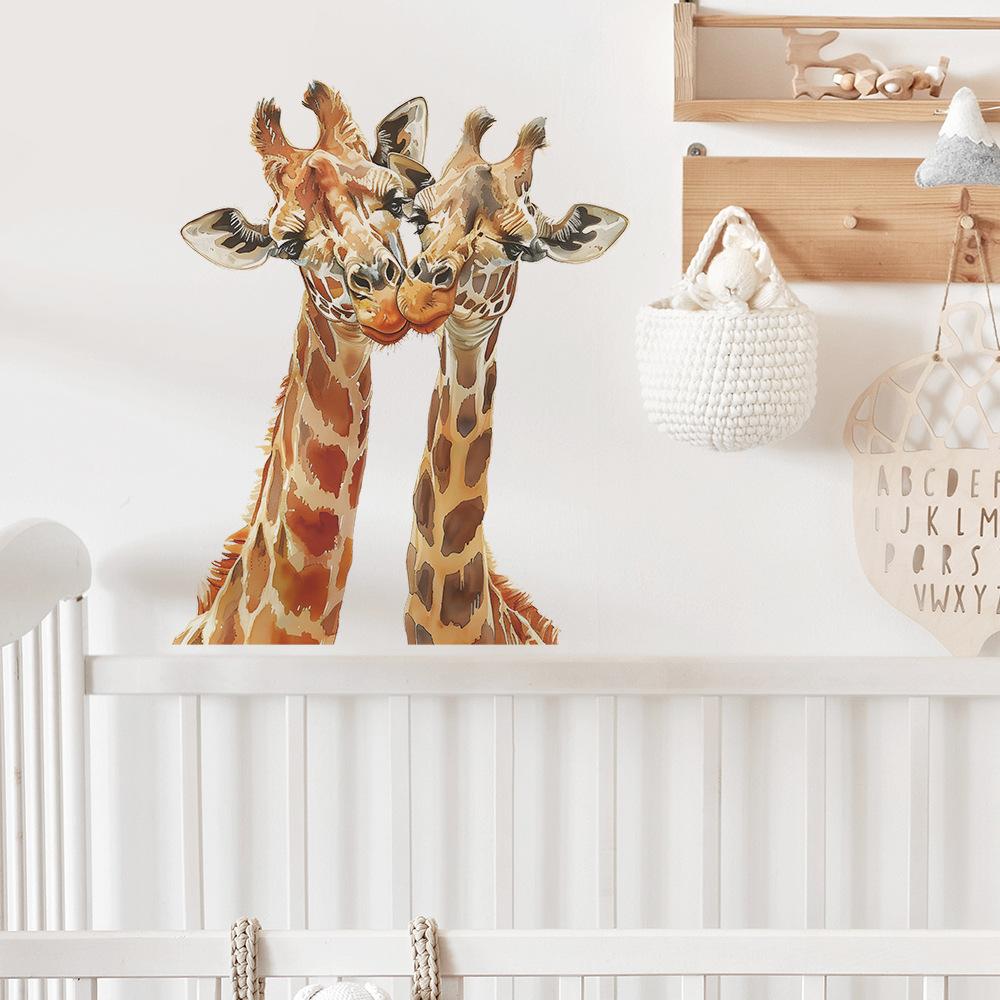 Fun-f131 Wandaufkleber, Motiv: Cartoon-Paar, küssen, Giraffe, Schlafzimmer, Wohnzimmer, Hintergrund, dekorative Wandaufkleber, selbstklebend