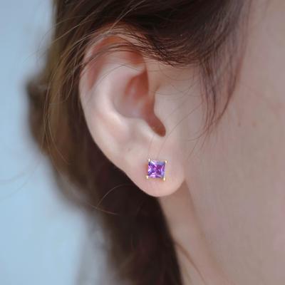 S925 Sterling Silver Zircon Stud Earrings Women's Four-Claw Inlaid Simple Ear Bone Stud Fashionable and Versatile Earrings