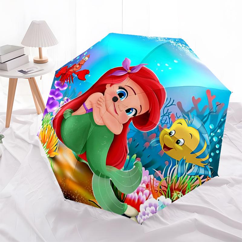 

1pc Mermaid Adventure: Automatic Opening/Closing Umbrella with Portable Tri-Fold Design, 8-Bone Iron Frame - Perfect for Outdoor Use, Festiv