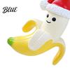Festive Party Decoration Banana Christmas Ornament with Red Hat 3D Anthropomorphic Figurine Synthetic Resin Pendant Hanging Lanyard Home