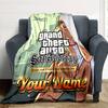 1pc Personalized Name GTA Blanket, Gift, for Men and Women, Soft Blanket, Good for Sofa Bed Couch Travel, Lightweight Flannel Blanket