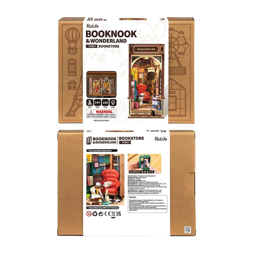 ROBOTIME Rolife 3D Puzzle Bookstore DIY Book Nook Kit TGB07