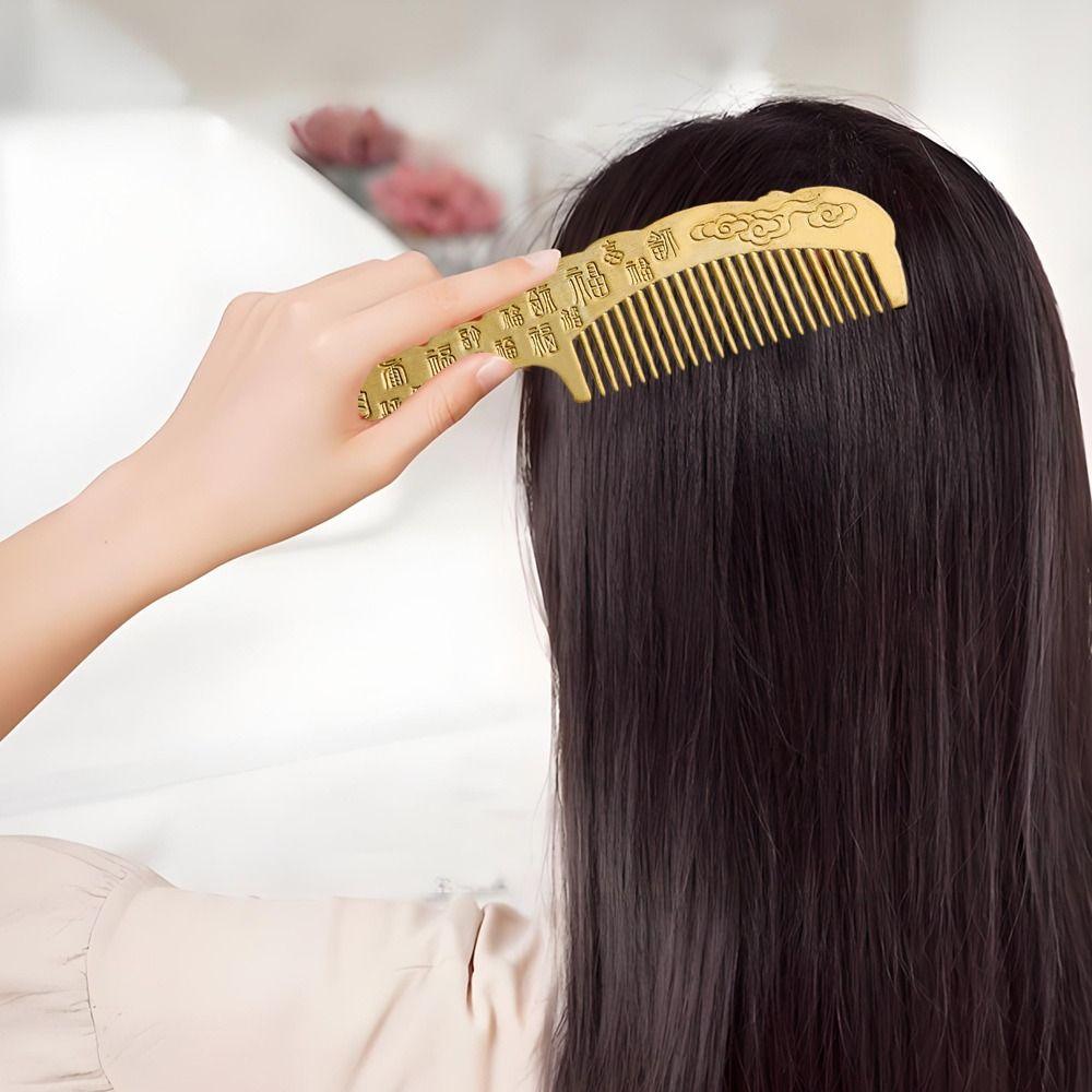 Anti-static Pure Brass Comb Handmade Gift Hair Comb Home Dressing Table Decoration