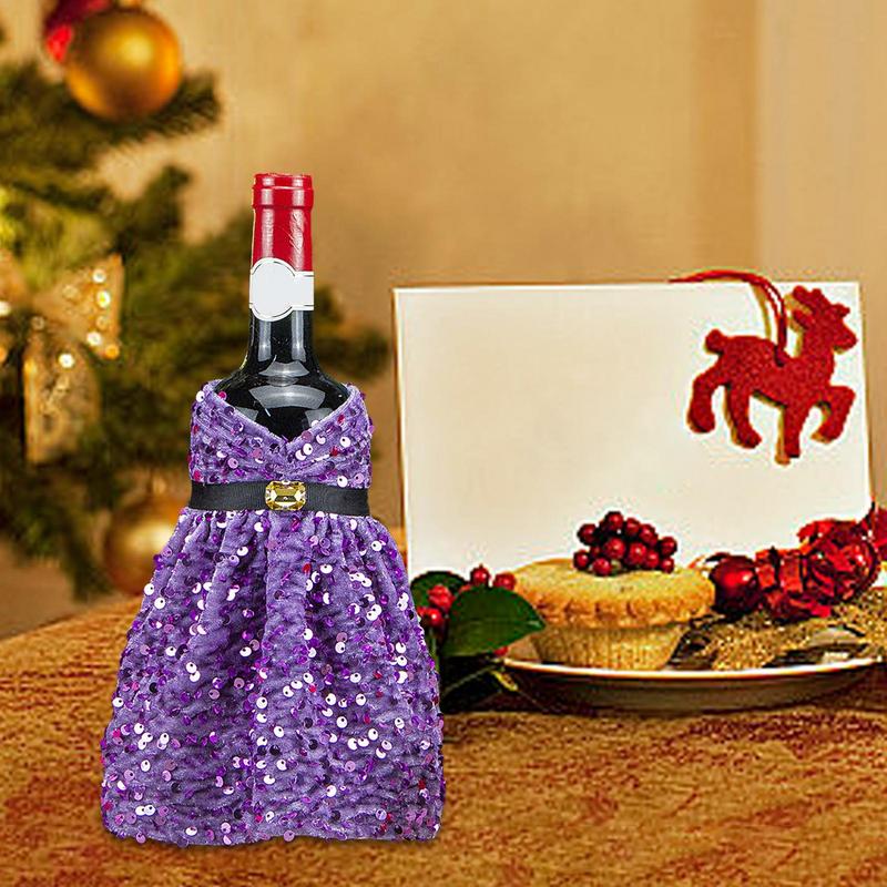Copribottiglia di Vino di Natale Paillettes Maniche per Bottiglia di Champagne Vestito per Bottiglia di Vino per Natale Matrimoni Feste di Compleanno Forniture