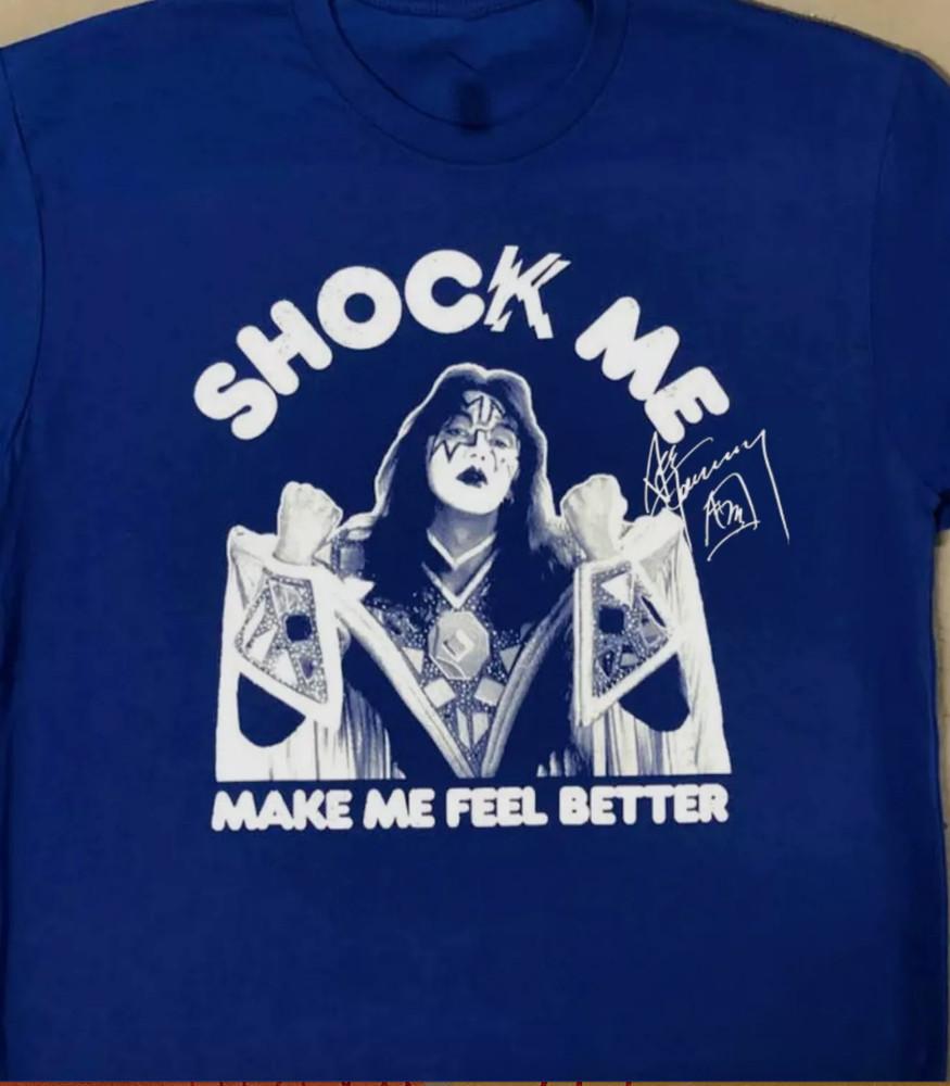 Vtg Ace Frehley Shock Me Cotton Blue All Size Unisex Shirt Unisex T-Shirt L