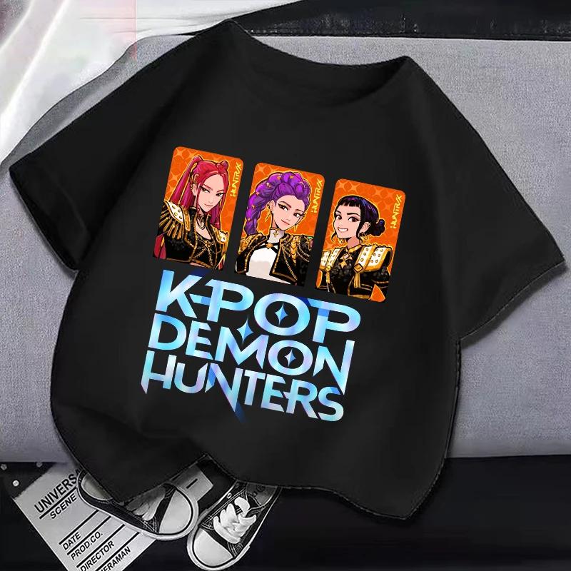 New K Pop Demon Hunters Kids T Shirts Cartoon Anime Printed T Shirt Boys Girls Casual Short Sleeves Tops Children's Clothing