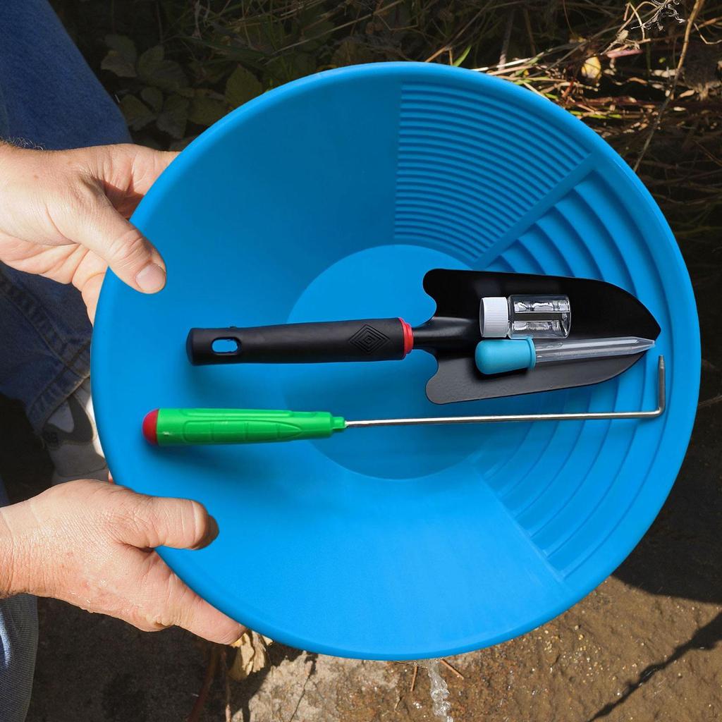 15 inch Gold Panning Pan Collection Tool Inside Bends Portable Hobbists with Bottle and Tube Outdoor