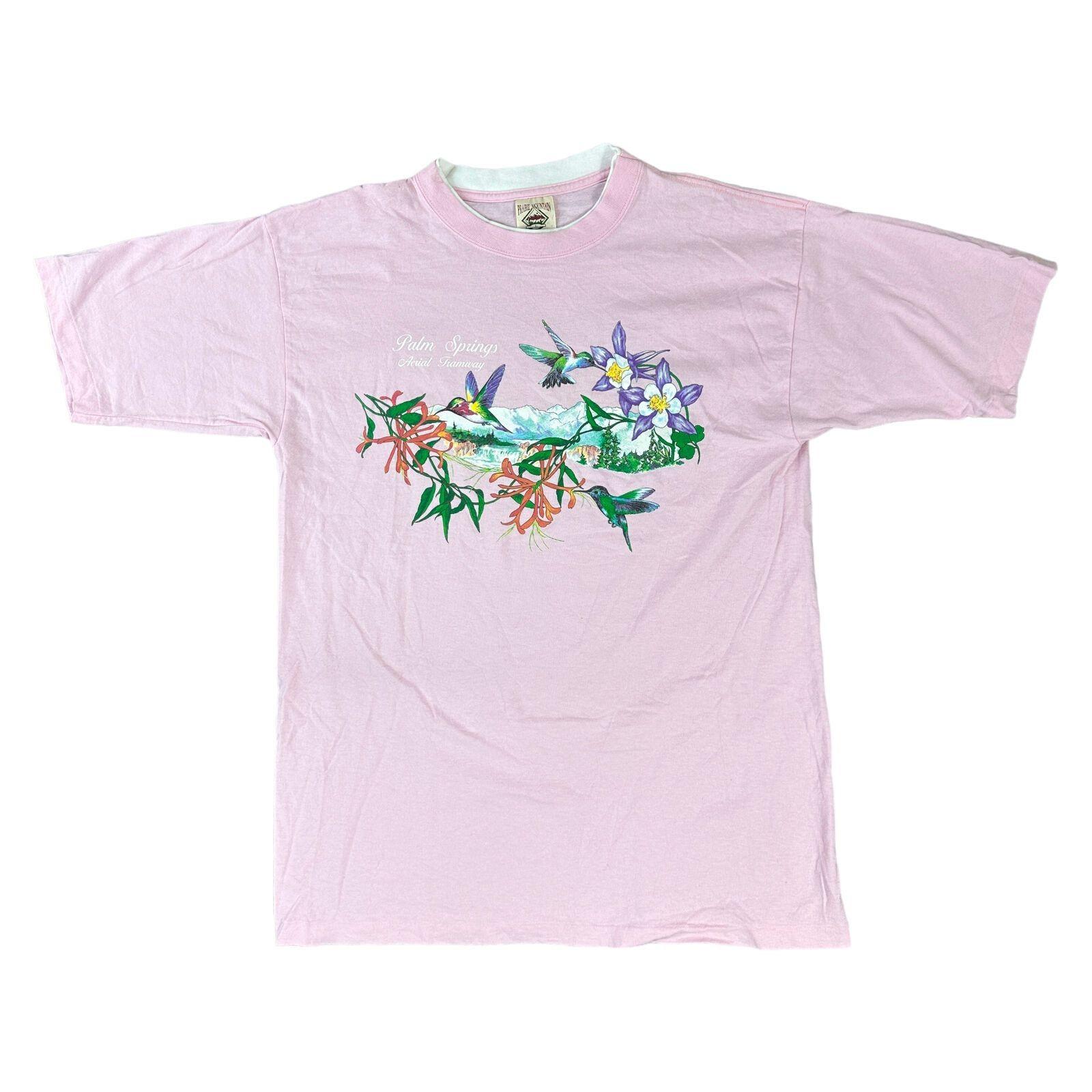 

Prairie Mountain Single Stitch Graphic Print T-Shirt Mens Womens Tees Top Made In USA Pink Mens S