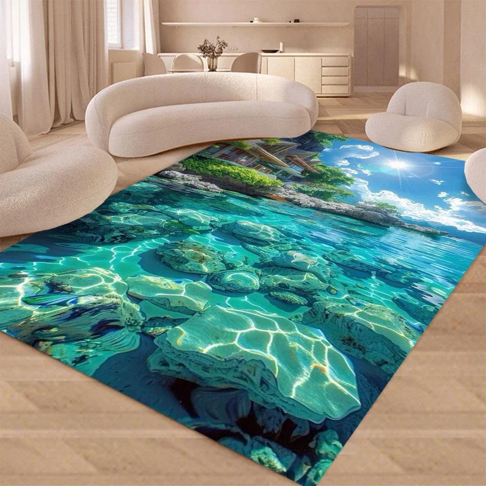 

Summer Beach Waves Carpet Rug for Home Living Room Bedroom Sofa Doormat Decor,kids Game Area Rug Floor Mat 80x120cm