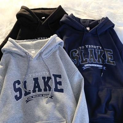 Women's Fleece-Lined Hooded Sweatshirt: Loose Korean Style, Autumn/Winter Fashion, Salt Style, INS Trendy Student Top.