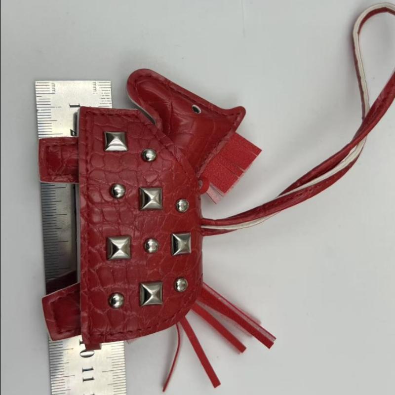 Fashion Silver Rivets Horse Bag Charm Accessories Hand Sewn Pu Leather Foal Pendant Bag Accessory