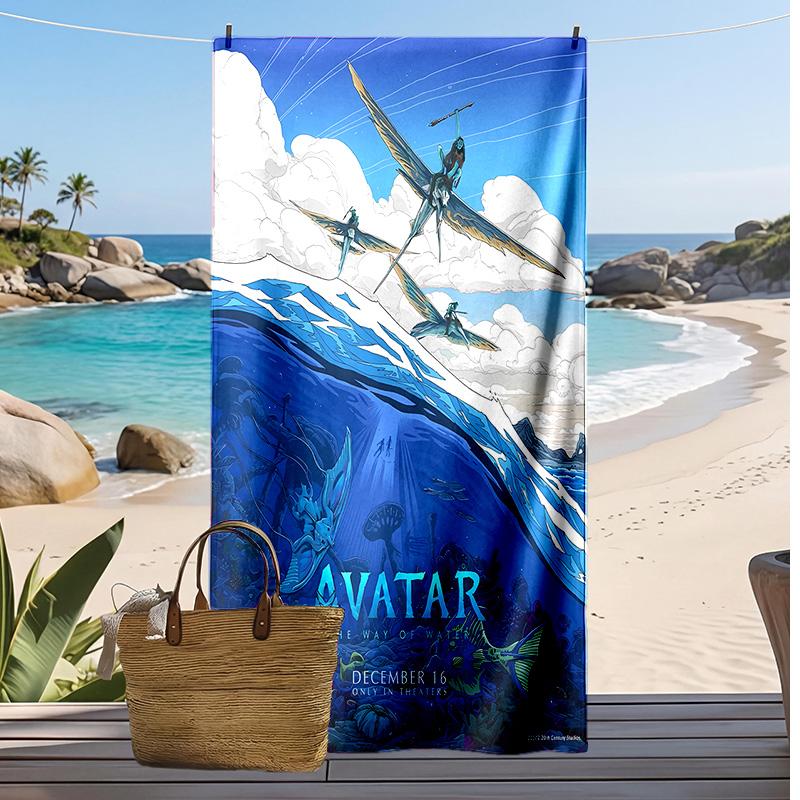 Toalla de Playa Estampada de Avatar Secado Rápido Toalla Suave Manta de Playa Rectangular Grande Portátil para Viajes Piscina