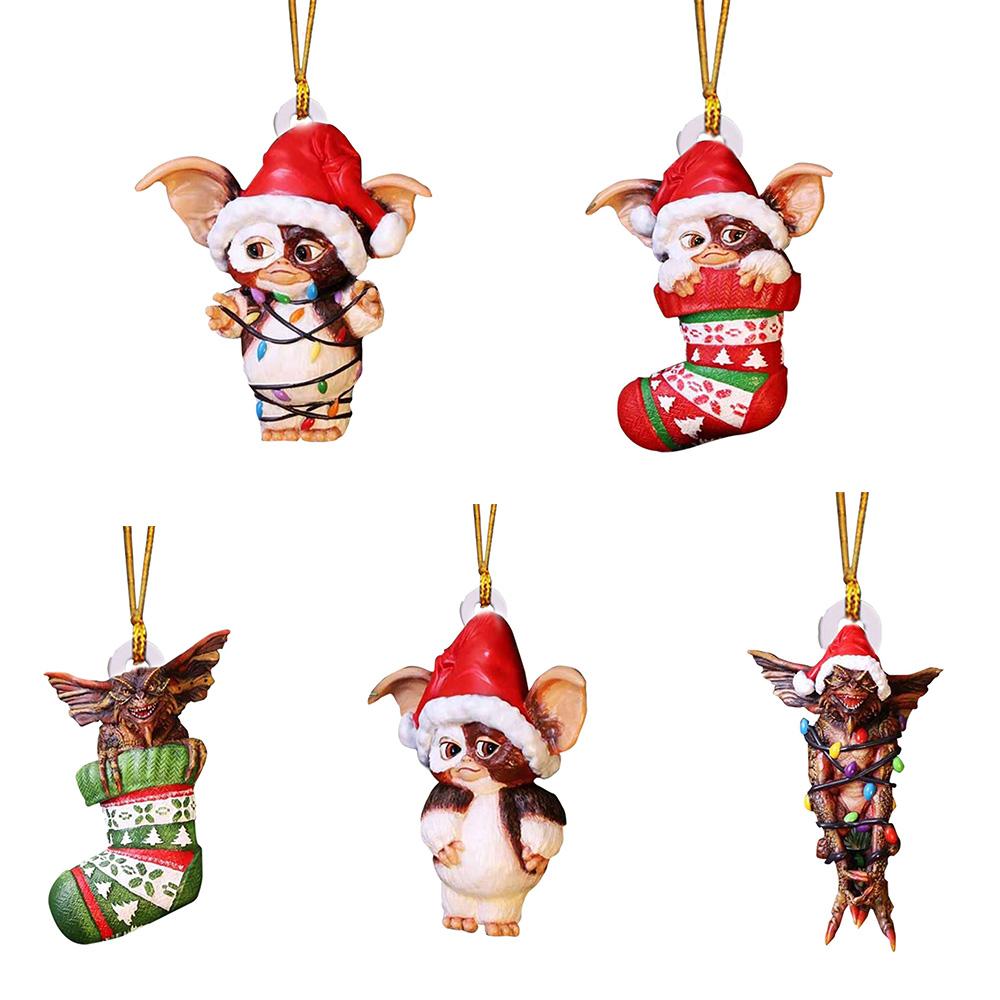 5Pcs New Christmas Hat Pendant Spirit Santa Hat Hanging Christmas Figurine Decor