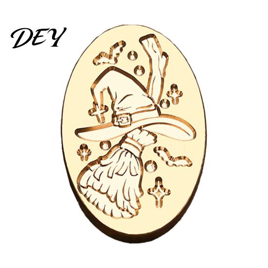 Ghost Wax Stamp Halloween Themed Brass Seal Head, Pumpkin Witch Bat Engraved Replaceable Sealing Replacement Head for Envelope Journal Gift Wrap Party