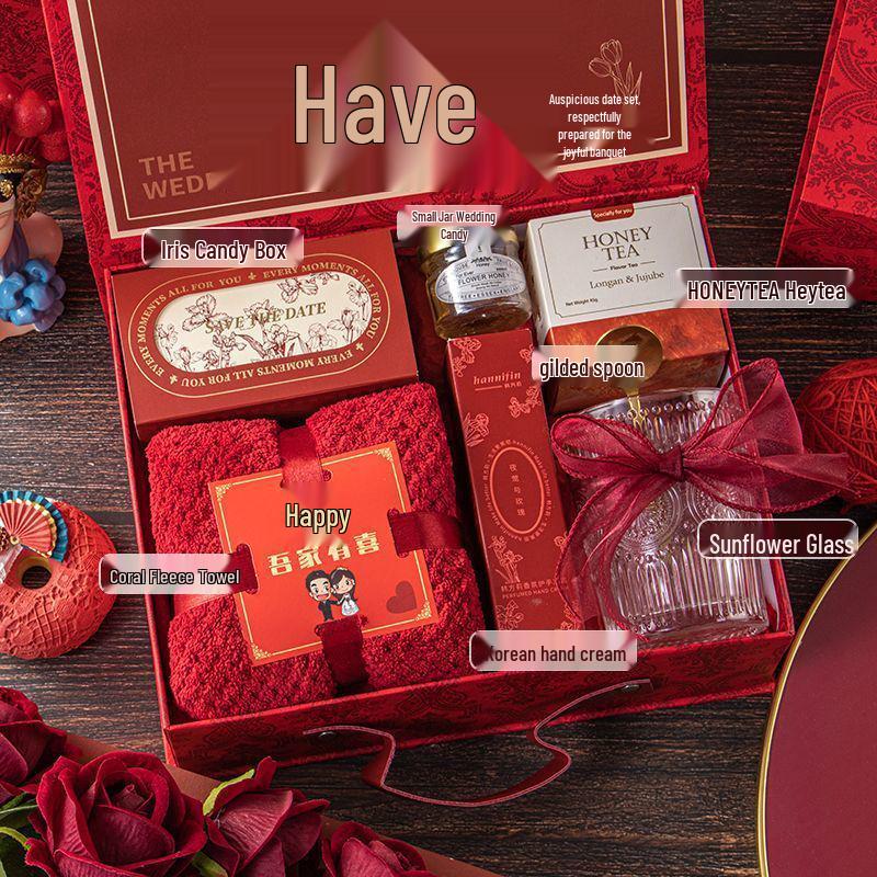 Freudiges Hochzeitsgastgeschenk-Set: Elegante Handtaschen-Geschenkbox für Brautjungfern und weibliche Gäste