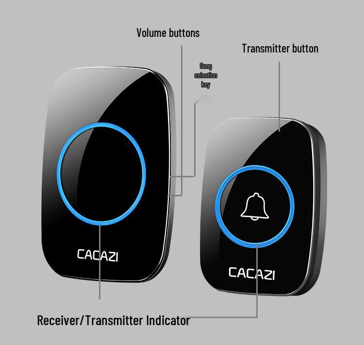 Three-in-One Wireless Remote Doorbell with AC Music - EU/UK/US/AU Specifications