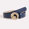 New Conch Texture Exquisite Crocodile Pattern Patent Leather Chic Women's Belt Fashionable European and American Business PU Women's Belt