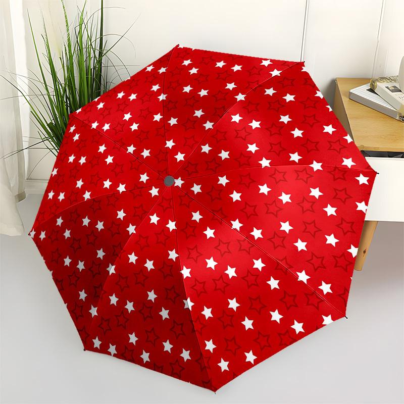 

1pc Red Circle with White Stars Pattern Umbrella with Plastic Handle,Vibrant Cartoon Pattern,Multi-functional UmbrellaPT271