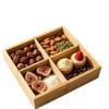 In-Stock Bamboo Wood Tea Brewing & Snack Storage Tray, Four-Compartment Hot Pot Dish Plate