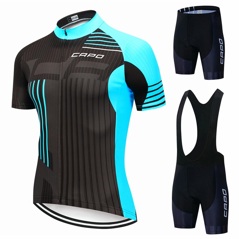 Men's Short Sleeve Cycling Jersey Set Quick Dry Breathable Biking Suit with Padded Shorts for Road Mountain Bike Sports