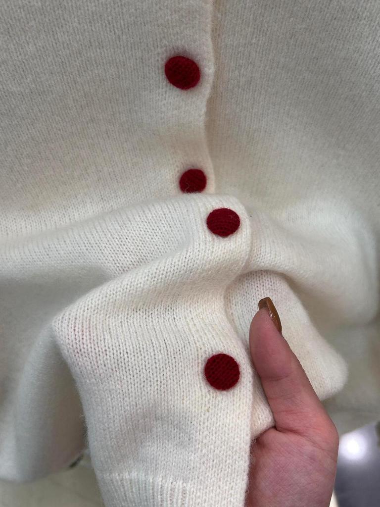 Plus Size Women's New Year Round Neck Knit Cardigan with Little Horse Embroidery – Autumn/Winter Long Sleeve Top