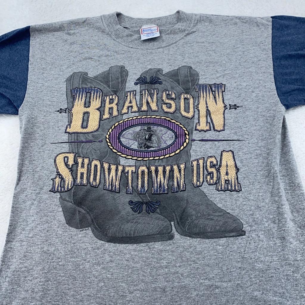 Vintage Branson Showtown USA Shirt Mens S/M Cowboy Boots Missouri 90s