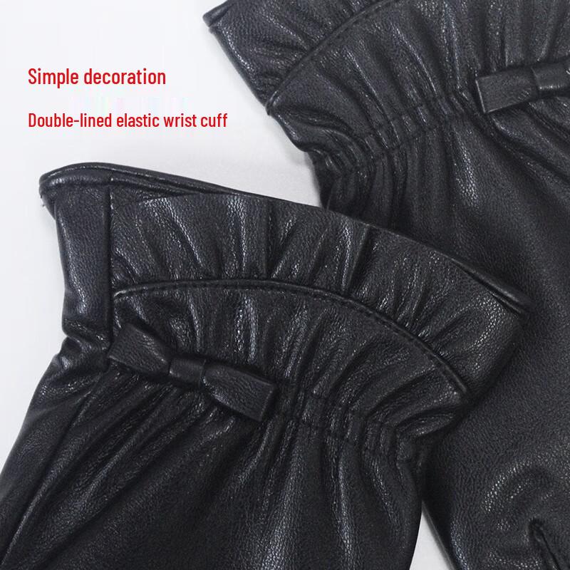 Women's PU Leather Warm Touchscreen Gloves