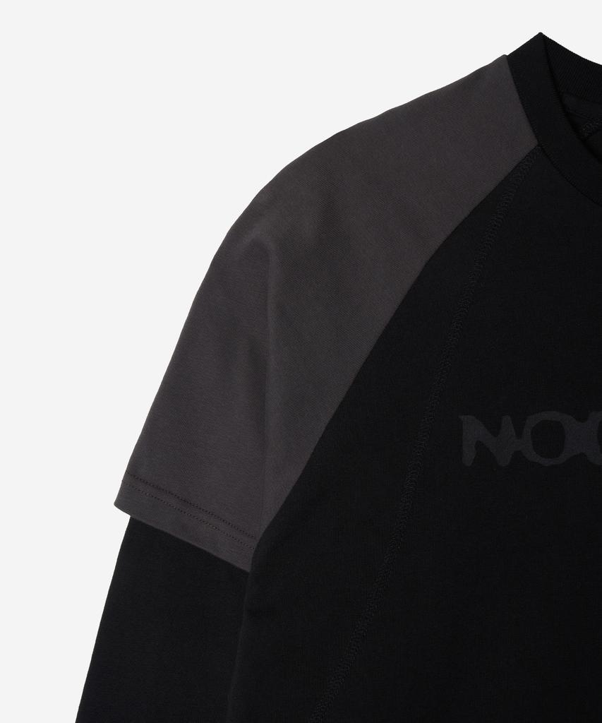 NODE LABS Dev:12 Slash Layered Color Block Long Sleeve T-Shirt_Black