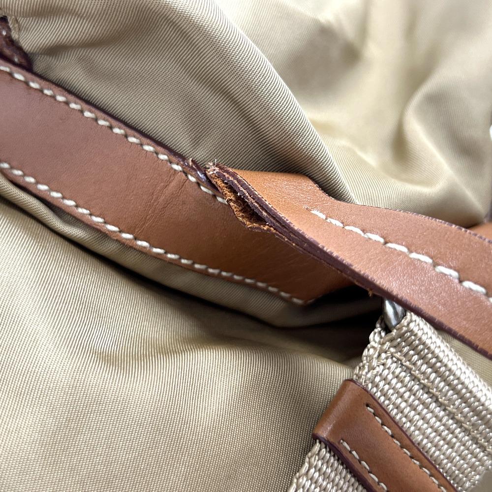 PRADA Logo Plate W Pocket Backpack Backpack Nylon Brown/SilverHardware