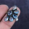 Natural Blue Topaz Gemstone Handmade 925 Sterling Silver Jewelry Ring Size 7.5 U5G80