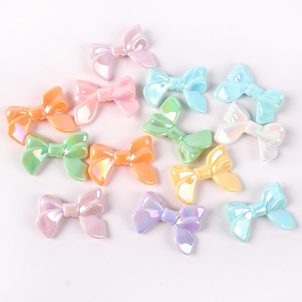 Acrylic Ab Plated Color Imitation Bow, Solid Color Beads, Straight Hole Loose Beads Diy Jewelry, Necklace, Hairpin, Beaded Material