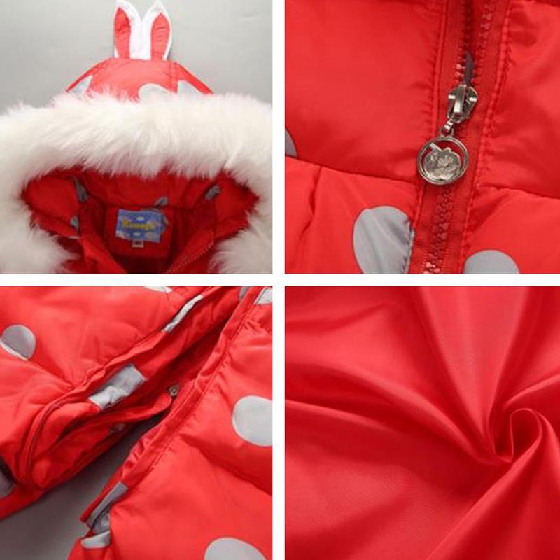 Combinaison Veste en Duvet pour Bébé Enfant Filles Ensemble Deux Pièces 1-3 Ans Bébé Manteau Chaud d'Hiver Vêtements d'Hiver Mignons pour Petits Enfants