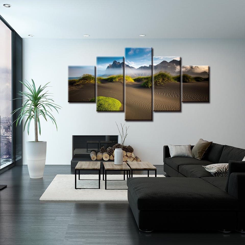 5 Panel Canvas Painting HD Desert and Island Nature Wallpapers Wall Art Painting Poster Print for Living Room Home Decor