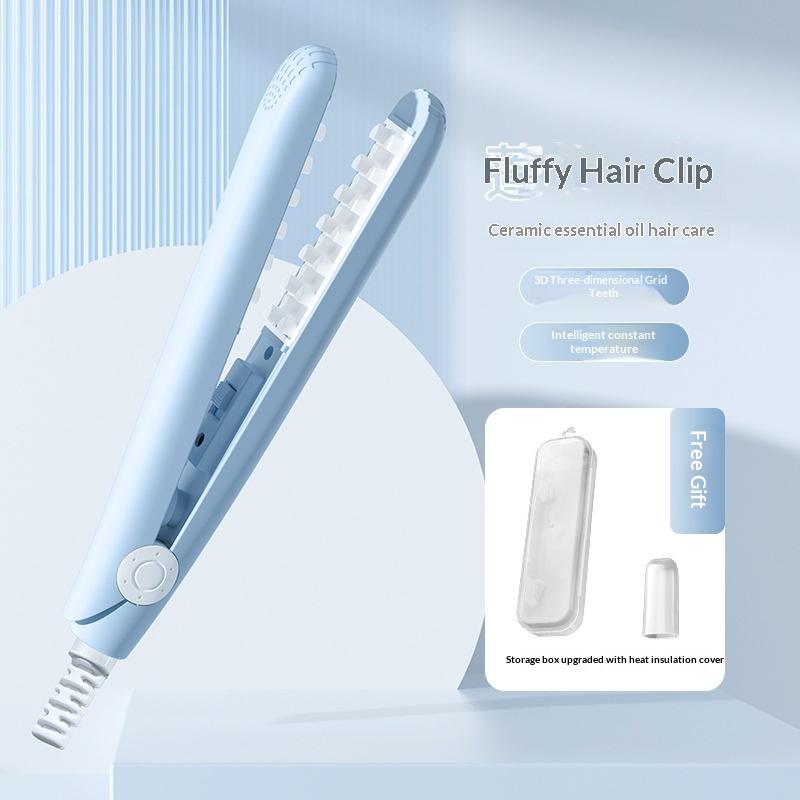 Electric Hair Curling Iron Mini Pink Corrugated Plate Compact Fast Heating Hair Styling Tool for Long Short Hair Travel Home