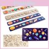 Wooden Space Planet Puzzles Montessori Toys For Kids Educational Jigsaw Tray For Science Learning