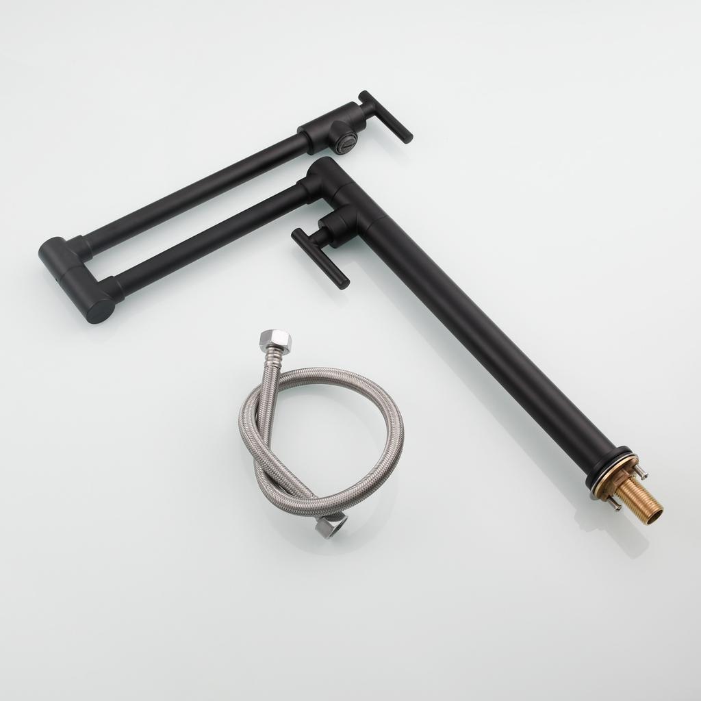 Kitchen Basin Faucet Brass 360 Rotation Folding Single Cold Kitchen Flexible Sink Faucet Deck Mounted Black Kitchen Sink