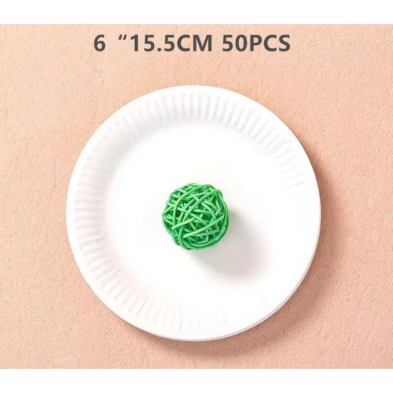 

50 шт. Белая одноразовая бумажная тарелка, тарелка для разделения, тарелка для пикника, украшение для дня рождения своими руками, скандинавский минималистичный набор посуды 50pcs