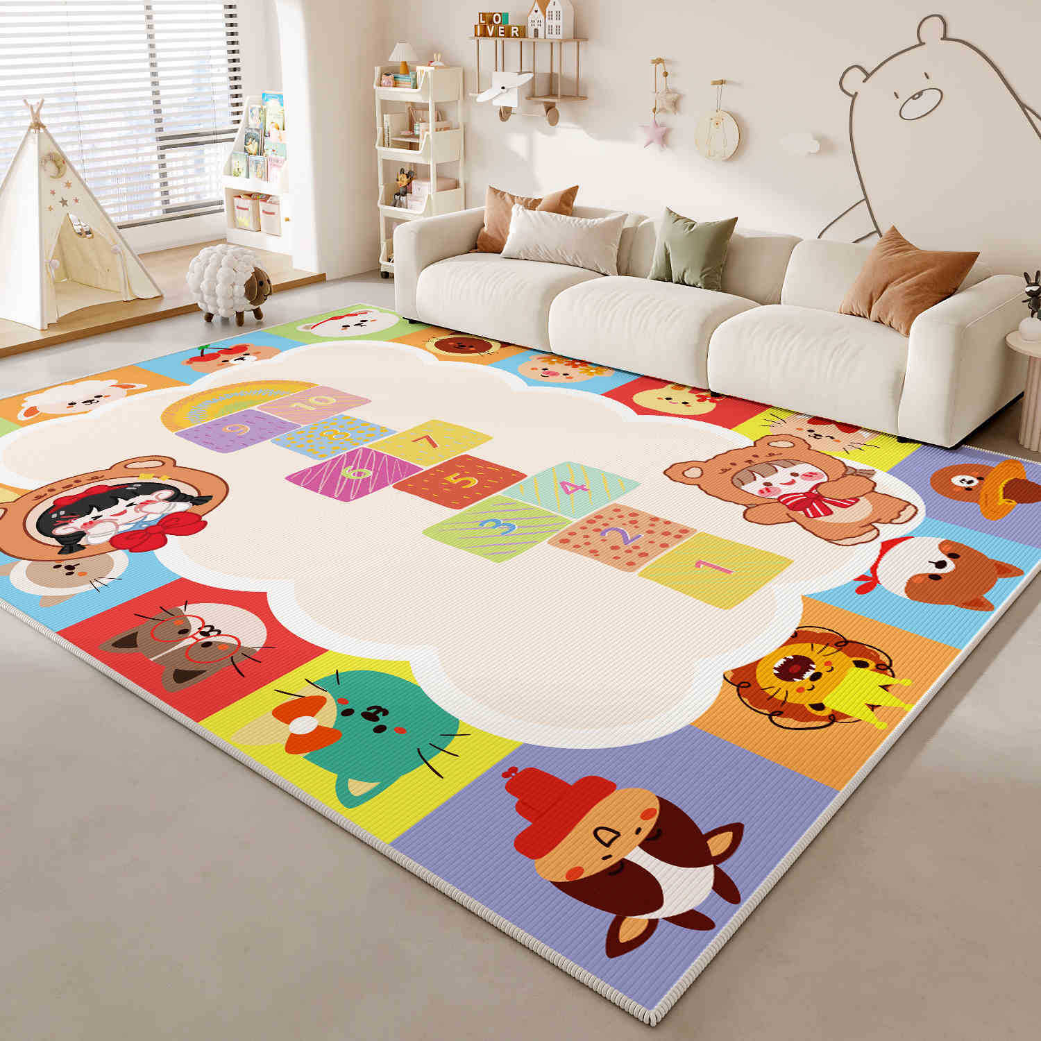 

Dinosaur Print Carpet Cartoon Animal Print Living Room Decor Mat Children s Play Crawling Mat Non-slip Home Decoration 40x60cm