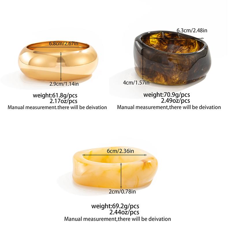 Ingemark 3 Styles Hip Hop Irregular Resin Stack Wide Bangles Women 2025 New Vintage Chunky Smooth Metal Bracelets Jewelry Gift