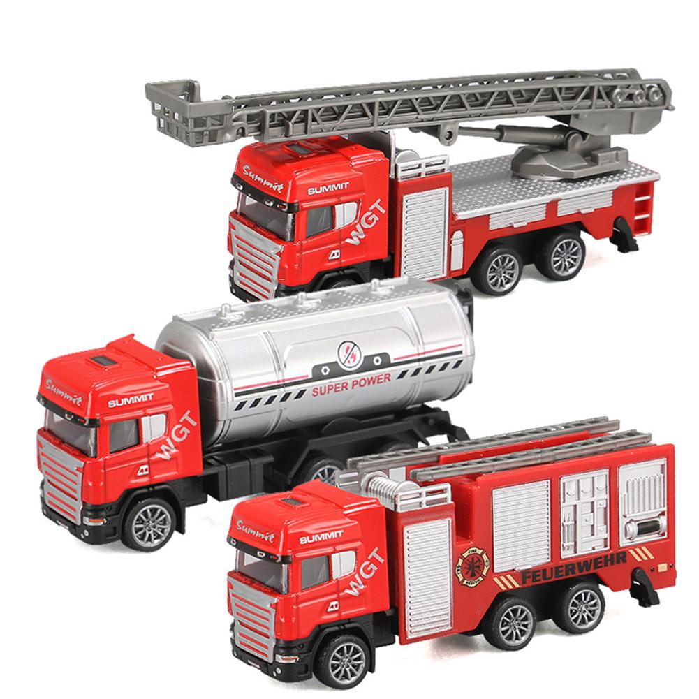 3pcs 1:64 Children Alloy Car Fire Fighting Engineering Vehicle Pull Back Car Model Toys For Boys Birthday Gifts