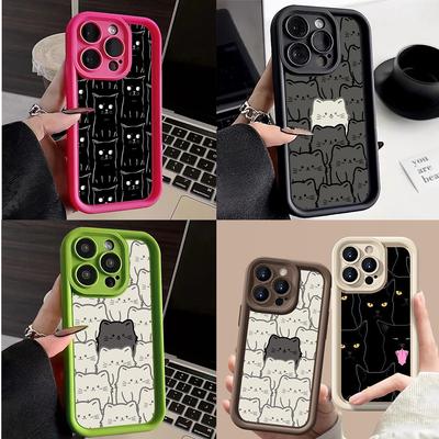 LZ7 Cartoon Cat Cute Silicone Phone Case for iPhone 11 13 14 15 16 Pro Max 7 8 16 Plus 12 Mini XS Max XR Shockproof Back Cover