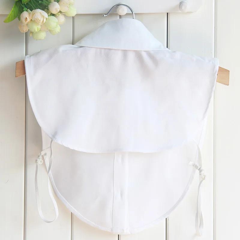 Mode Damen Chiffon Falscher Kragen Uni Hemd Perlen Weiß Falscher Kragen Damen Revers Hemd Bluse Top Abnehmbarer Kragen