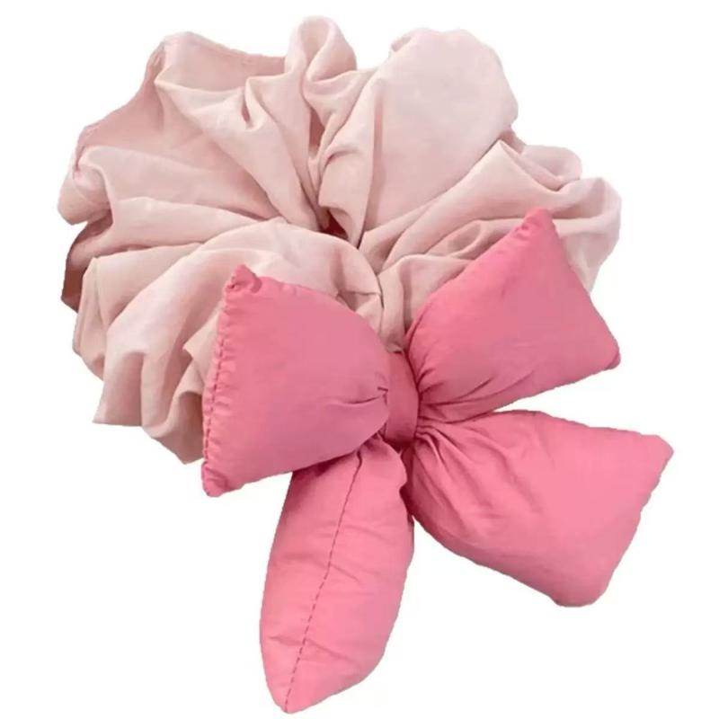 Fluffy Big Bow Satin Scrunchie Soft Fabric Lovely Colors For Hair Styling Skincare