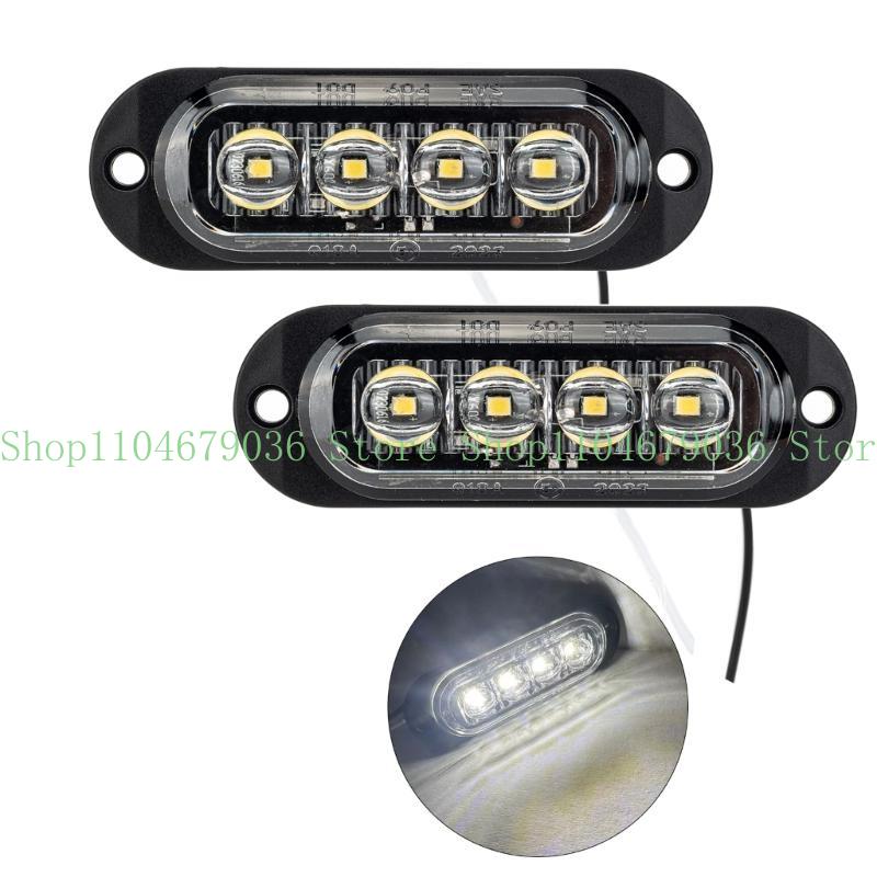652F 4 LED Side Marker Clearance Light Lamp 12V-24V For Truck Trailer Black