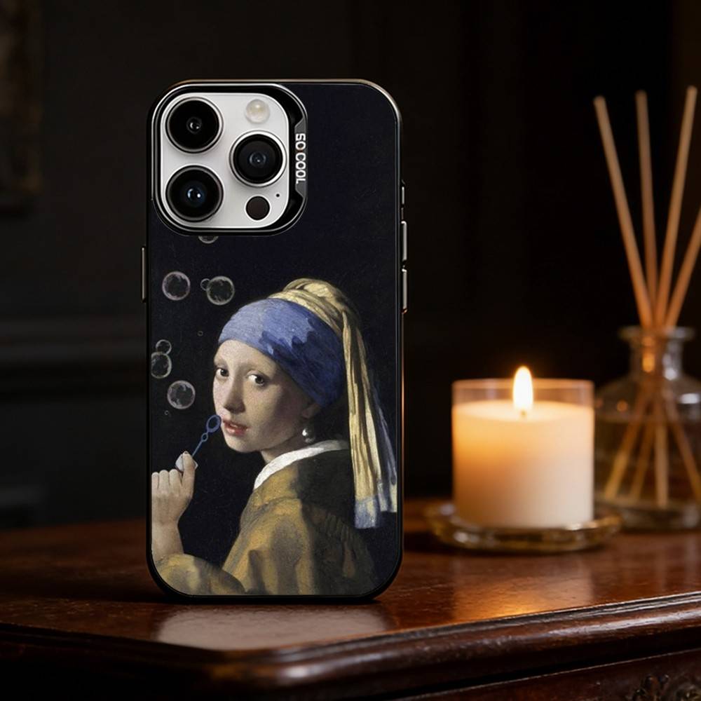 Girl With A Pearl Earring Vermeer Phone Case Color Silver Shell For IPhone 17 16 15 14 13 12 11 Pro Max Plus