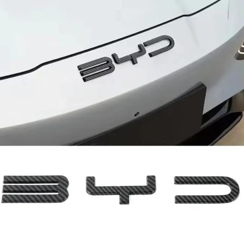 Car 3D BYD Decal Carbon Fiber Badge Sticker For BYD Atto3 Seal Han Tang Dolphin Song Yuan Trunk Steering Wheel Exterior Dec