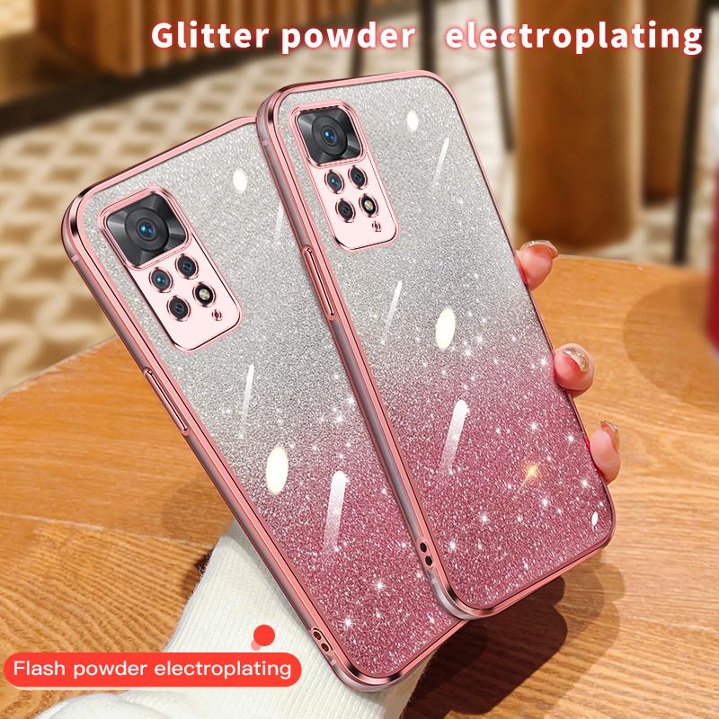 KEYSION Luxury Plating Glitter Phone Case for Redmi Note 11 Pro 11S 5G 11 Pro+ 5G Transparent Soft TPU Shockproof Cover