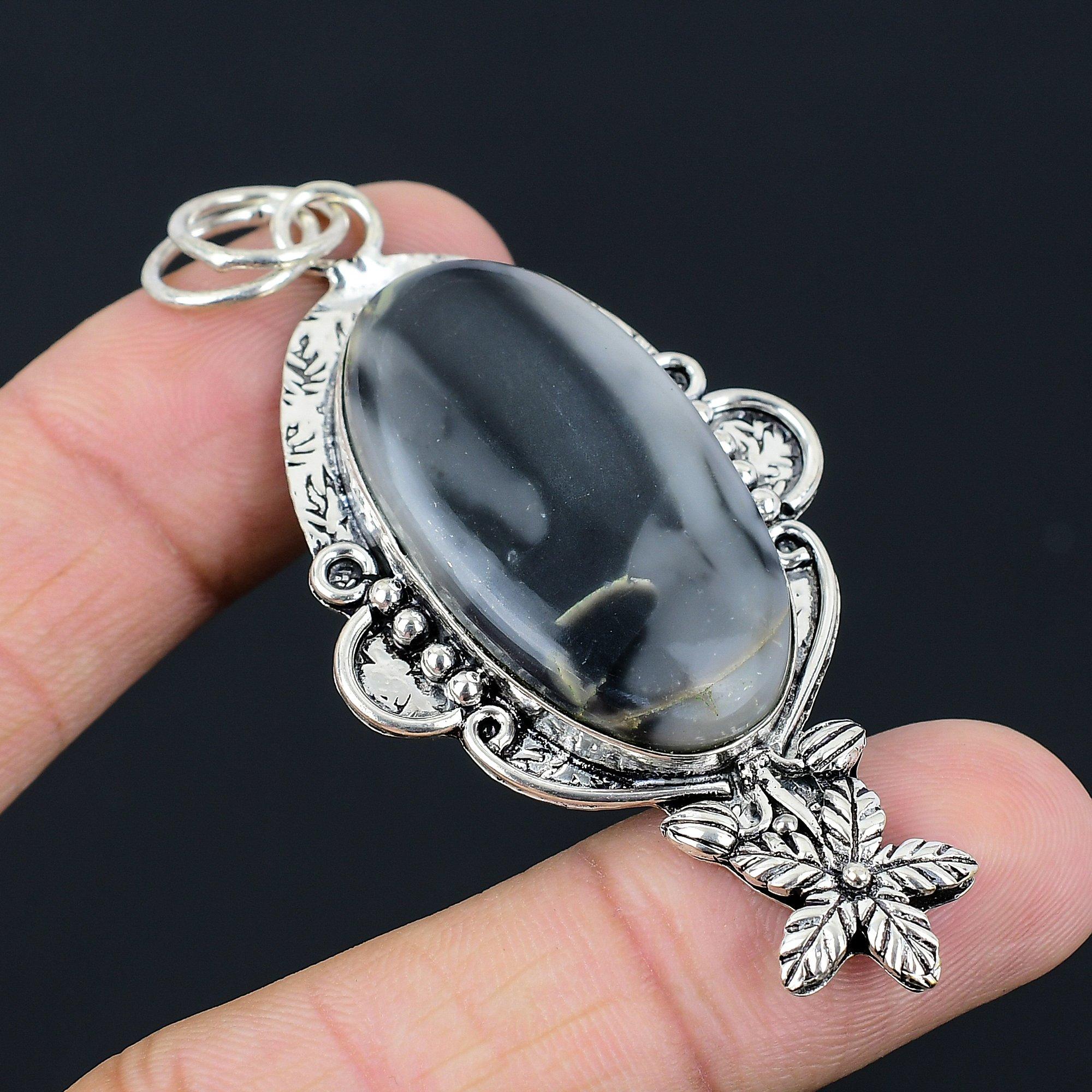 Натуральный дымчатый агат Камень Драгоценный камень Ювелирные изделия 925 стерлинговое серебро Кулон Цветок Для девочек