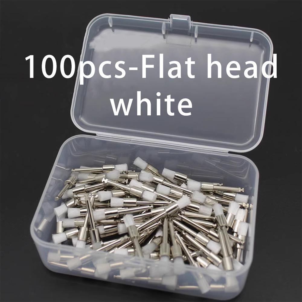 Dental Polishing Brush Set - Bowl-Shaped, Hollow Mandrel, Flat Head, 100 Pcs, Colored.