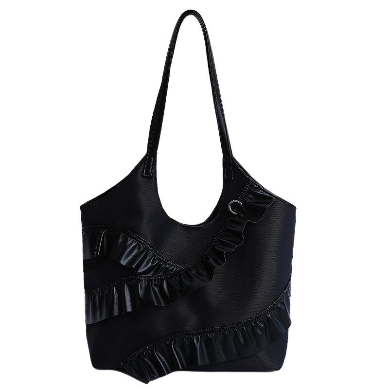 

Новая сумка-тоут большой вместимости, универсальная сумка-ведро, сумка на плечо, модная сумка подмышку, однотонная женская сумка. чёрный